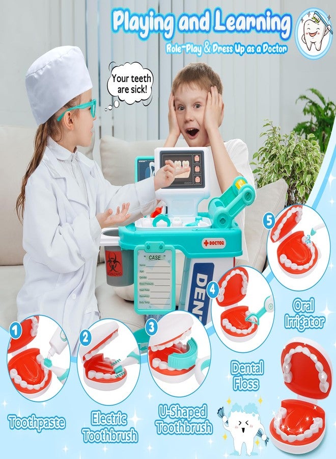 maysida Dentist Play Set Toy for Kids, Pretend Play Medical Toy Dentist Cart, Dental Toy with Fake Teeth, Doctor Toy for Toddlers 3-5, Christmas Birthday Costume Role Play Dress Up Gift Ideas for Boys Girls - Image 2